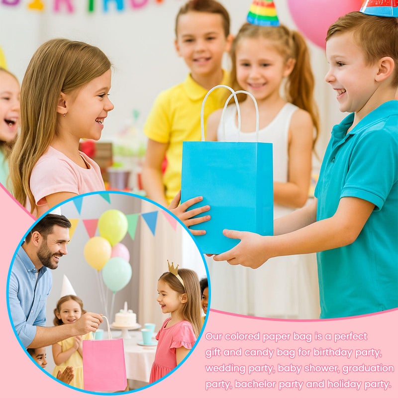 LovesTown 18pcs Paper Gift Bags with Handles, 5.8x3.1x8.3 Inch Goodie Bags 6 Colors for Birthdays, Weddings, Classrooms Party Favors - Image 3